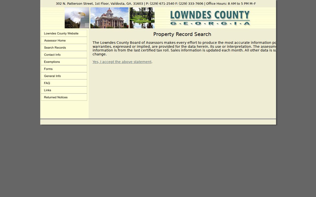 Valdosta people lookup using the Lowndes property search
