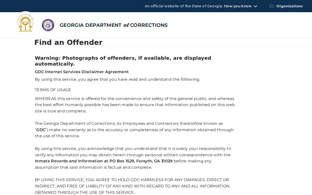 Valdosta people lookup through Georgia state custody records