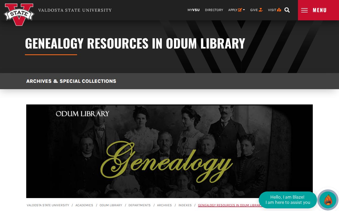 Valdosta people search in VSU genealogy and city directory collections